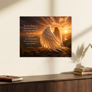 Poster Psalm 91:4 Asas de Anjo Cristão