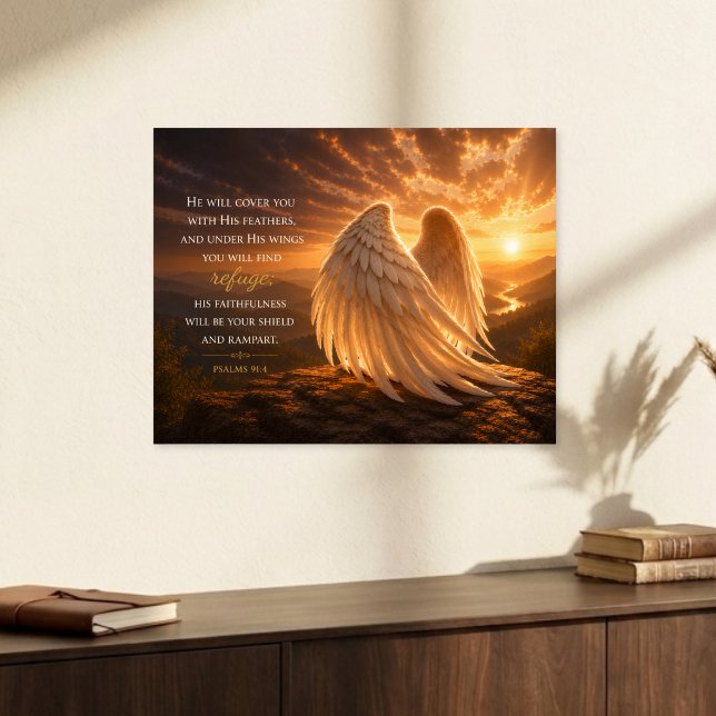 Poster Psalm 91:4 Asas de Anjo Cristão (Criador carregado)
