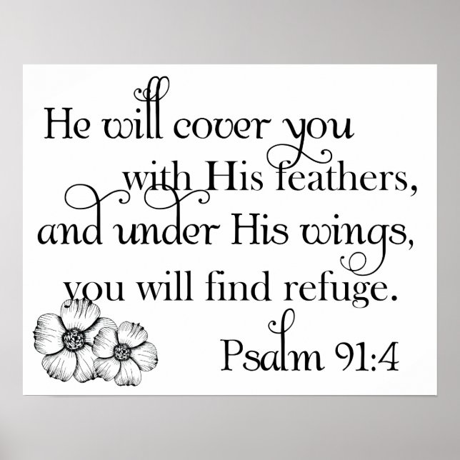 Poster Psalm 91:4 Print (Frente)