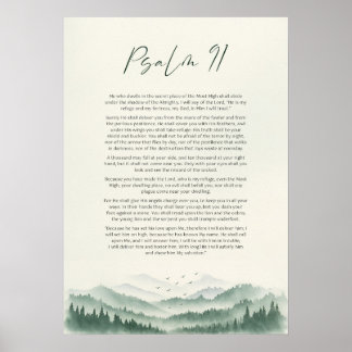 Poster Psalm 91 Mountain Vertical Impressão: Script Crist