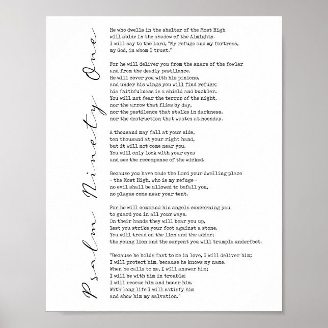 Poster Psalm 91 Wall Art (Frente)