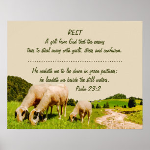 Pôster Psalm Inspiracional De Repouso 23:2 Cotação