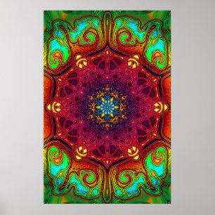 Poster psicadélico da arte da mandala das