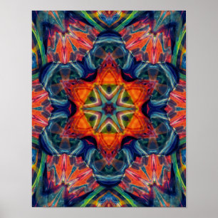 Poster Psicodélica Colorida Kaleidoscópio Padrão