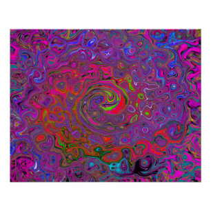 Pôster Psicodélica Groovy Magenta Retro Líquido