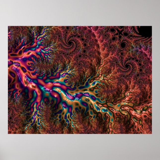 Poster Psicodélico Groovy Alucinante Funky Colorido Fract (Frente)