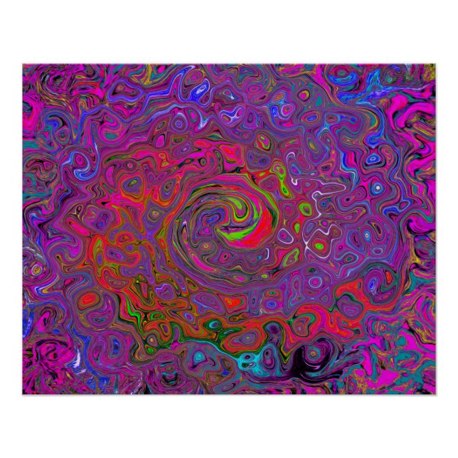 Pôster Psicodélico Groovy Magenta Retro Líquido (Frente)