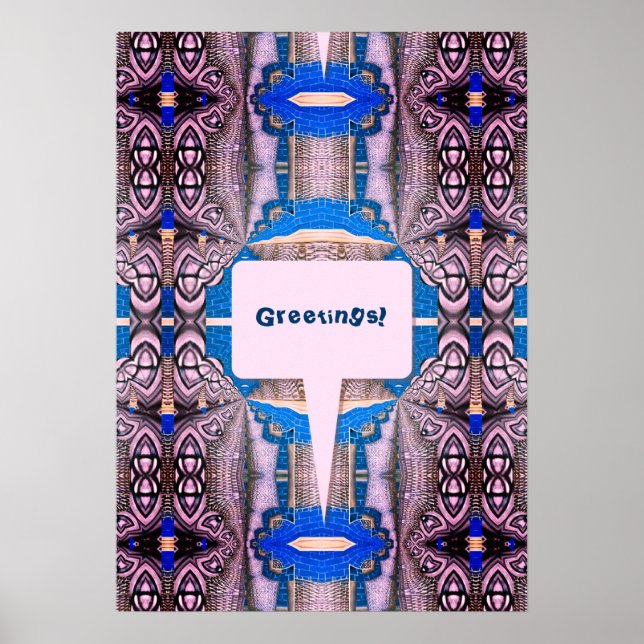 Poster Psicodélico - Padrão e Texto Fraturais Divertidos (Frente)