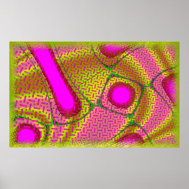 Poster Psicodélico Rosa e Dourado (Frente)