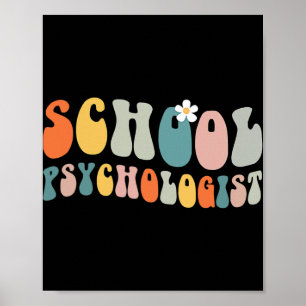 Poster Psicólogo Escolar Groovy Retro Vintage Psicólogo