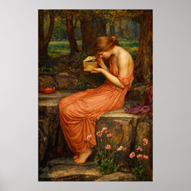 Poster Psique abrindo a caixa dourada por Waterhouse (Frente)