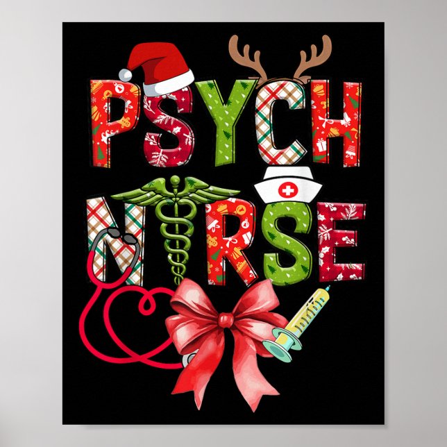 Poster Psych Nurse Christmas Cute Coquette Christmas Bow  (Frente)
