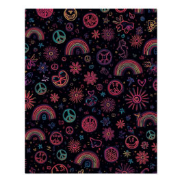 Pôster Psychedelic 70s Wall Art | Neon Daisies & Electric