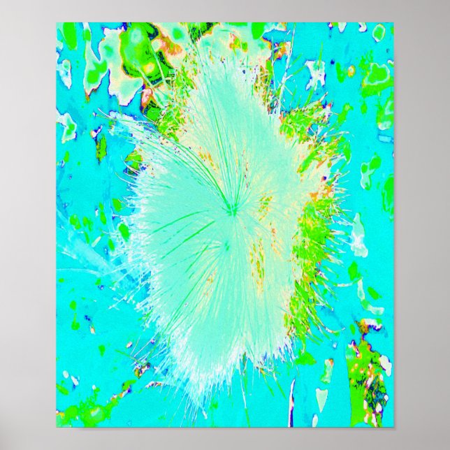 Poster Psychedelic Aqua and Lime Green Milkweed (Frente)