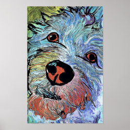 Poster Psychedelic Colorful Westie Dog Art Portrait