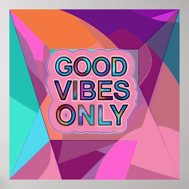Poster Psychedelic "Good Vibes Only" Text Graphic (Frente)