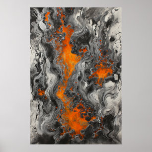 Poster Psychedelic Molten Lava Sobre Grafite Abstrato Art