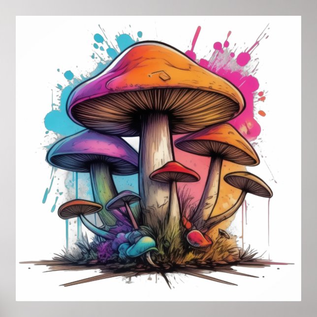 Poster Psychedelic Mushroom Wonderland (Frente)
