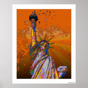 Pôster Psychedelic NYC: Statue of Liberty 001