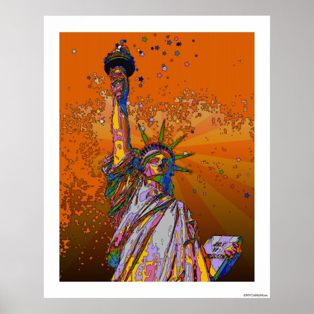 Pôster Psychedelic NYC: Statue of Liberty 001 (Frente)