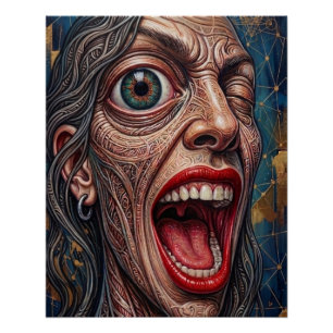 Pôster Psychedelic Surrealist Portrait Wall Art