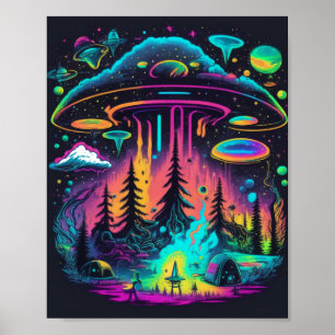 Poster Psychedelic UFO Fantasy Art