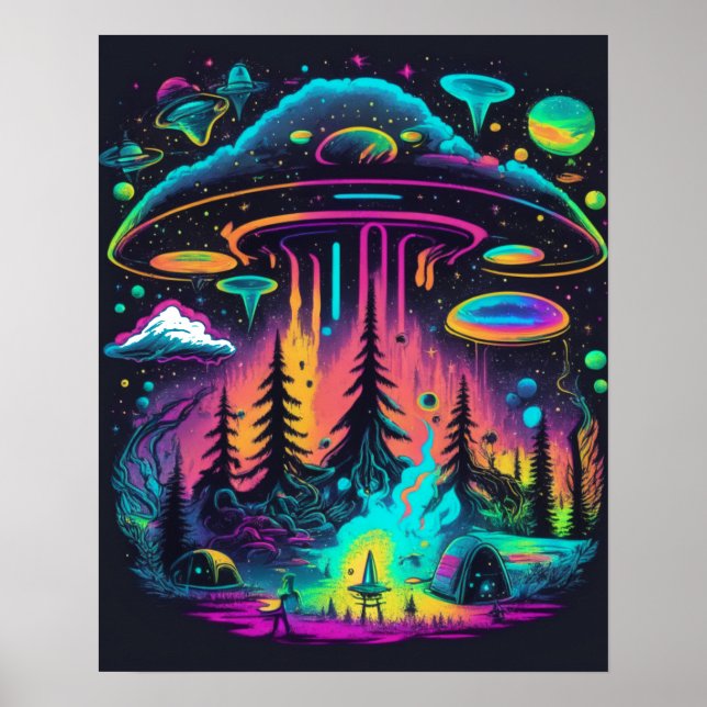 Poster Psychedelic UFO Fantasy Art (Frente)