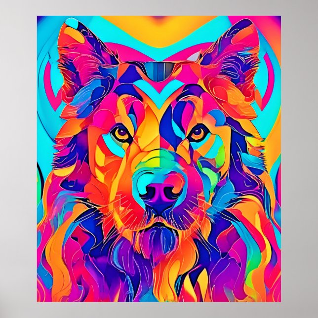 Poster Psychedelic Wolf Majestade (Frente)