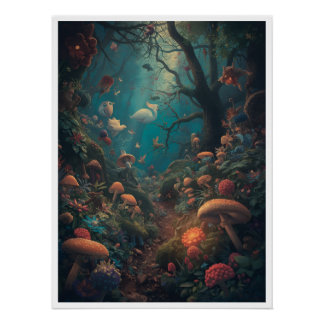 Pôster Psychedelic woodland poster