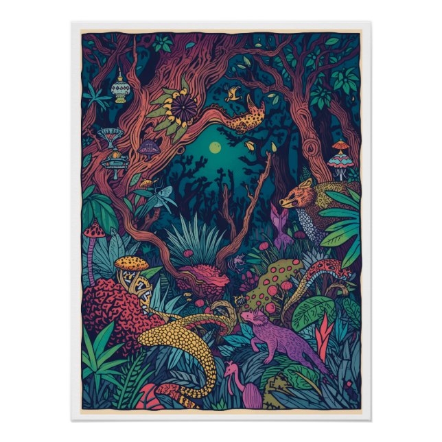 Pôster Psychedelic woodland poster (Frente)