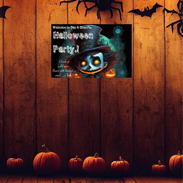 Poster Psycho Top Halloween Party (Psycho Top Hat Halloween Party Poster)