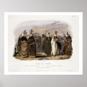 Poster Ptihn-Tak-Ochata, dança das mulheres mandãs, prato