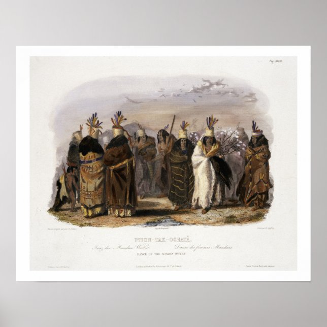 Poster Ptihn-Tak-Ochata, dança das mulheres mandãs, prato (Frente)