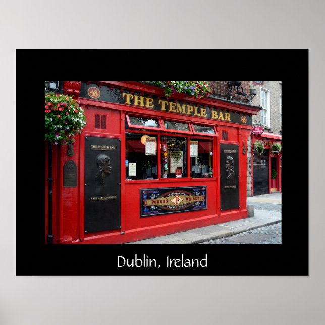 Pôster Pub de Bar do Templo Vermelho em Dublin, texto pos (Frente)