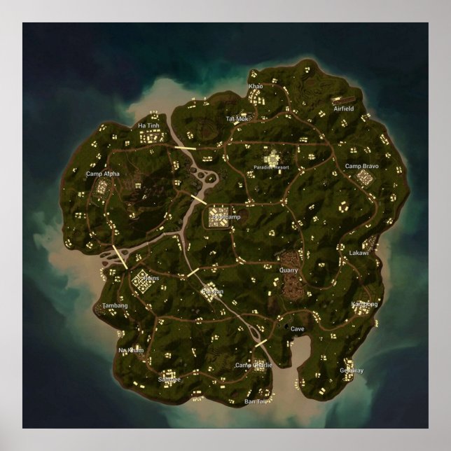 Poster PUBG Old Sanhok Savage 8192x8192 (Frente)