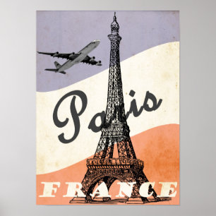 Poster Publicidade à Viagem aérea da Torre Eiffel de Pari