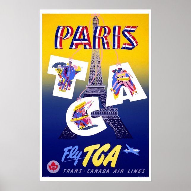Poster Publicidade à Viagem aérea da Torre Eiffel de Pari (Frente)