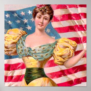 Pôster Publicidade American Flag Vintage