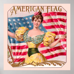 Pôster Publicidade American Flag Vintage