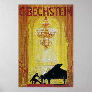 Pôster publicidade ao piano vintage 1920