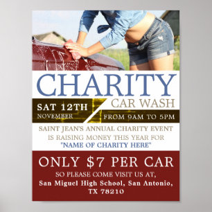 Poster Publicidade de Evento de Lavagem de Carros Benefic