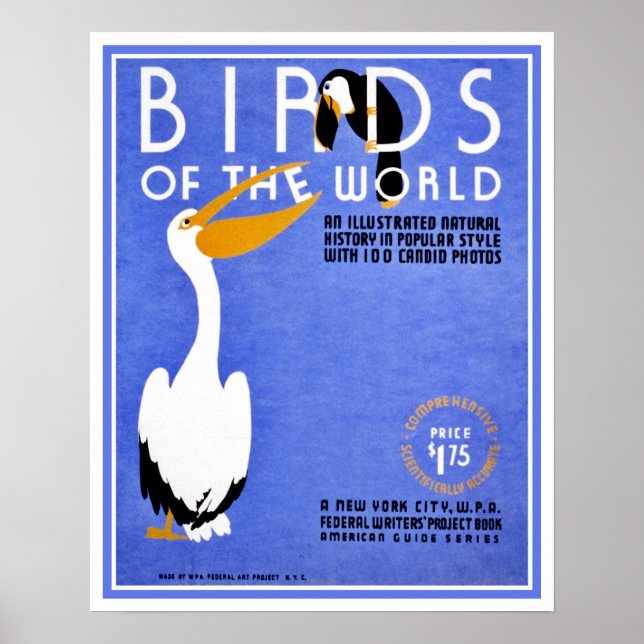 Poster Publicidade de Pássaros WPA do Mundo (Frente)