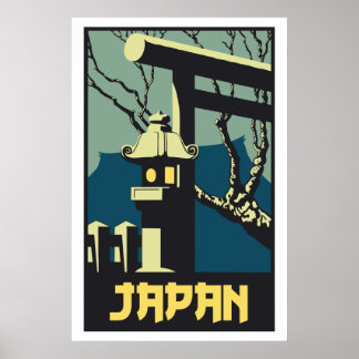 Pôster Publicidade de viagem do Japão no estilo de vintag
