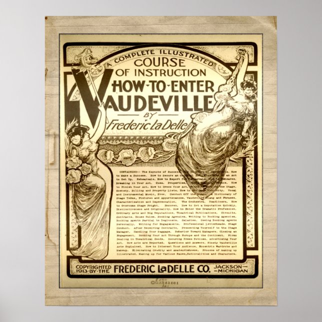 Poster Publicidade do curso de instrução Vintage Vaudevil (Frente)