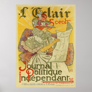 Poster Publicidade do jornal francês art nouveau de 1897