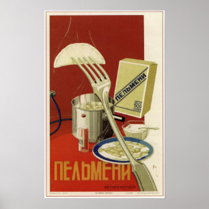 Poster Publicidade do Pelmeni soviético USSR 1936