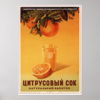 Poster Publicidade soviética de suco de citros 1951