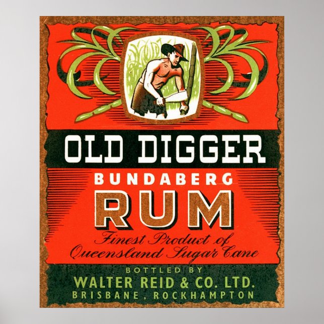 Pôster Publicidade Vintage Australiana Rum. (Frente)