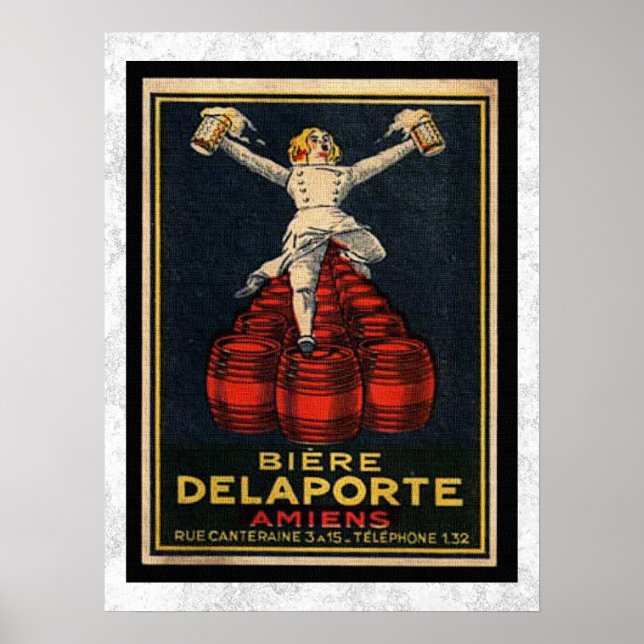 Poster Publicidade Vintage French Beer Barrel (Frente)