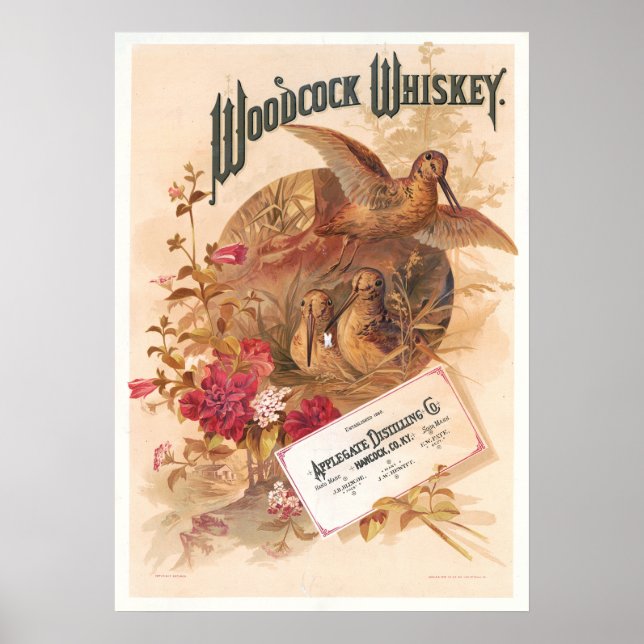 Poster Publicidade Woodcock Whiskey Vintage (Frente)